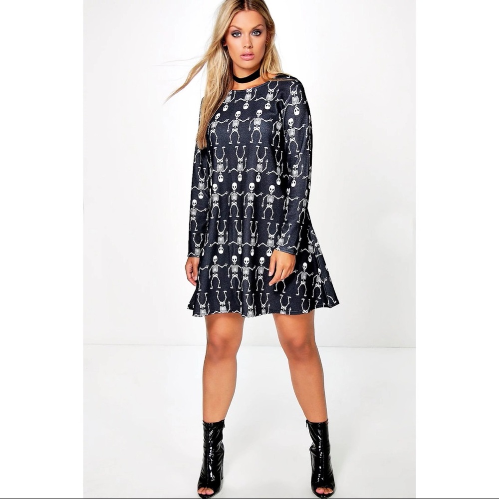Boohoo Sadie Skeleton Swing Dress